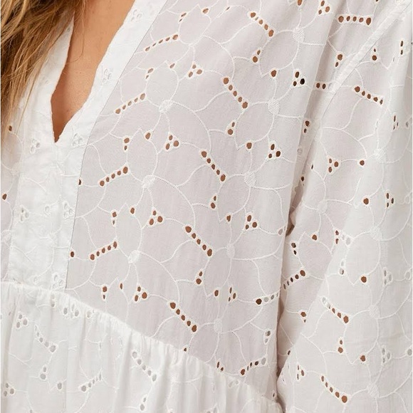 RAILS White Eyelet Long-Sleeve Peasant Dress-NWOT - Picture 4 of 15